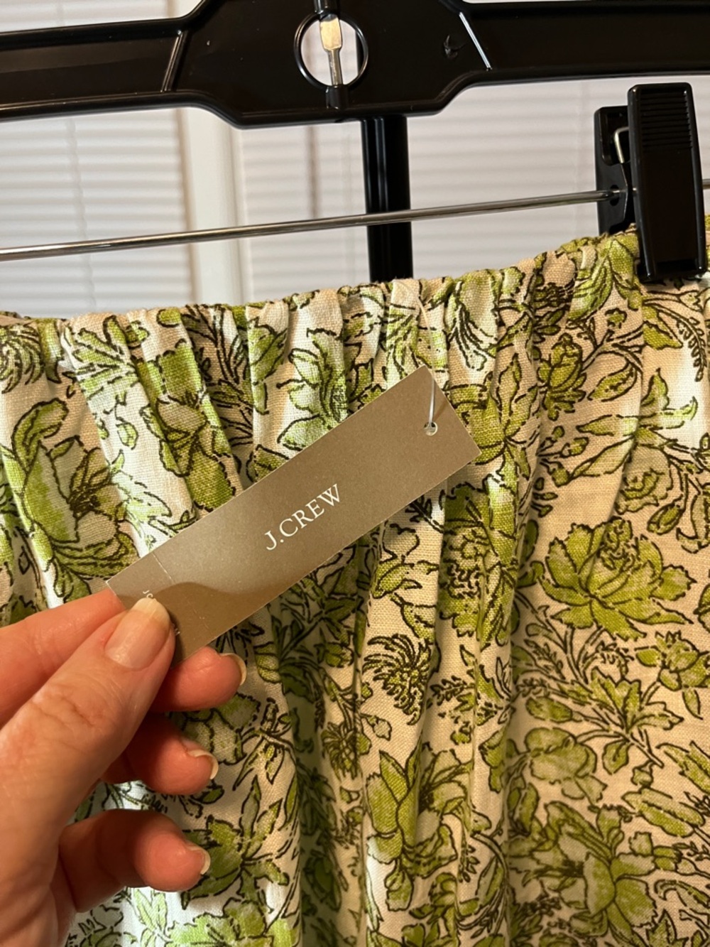 J. Crew Cream Midi Skirt with Green Floral Print - Picture 2 of 2